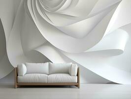 abstract minimalist living room interior design, ai generative photo