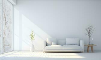 white minimalist house interior, elegant and luxurious, futuristic, ai generative photo