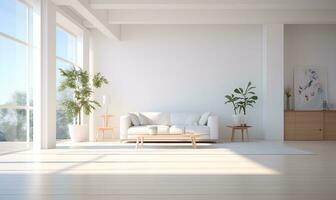 white minimalist house interior, elegant and luxurious, futuristic, ai generative photo