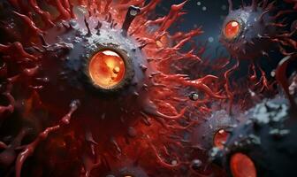 viruses seen from a microscope mutate, ai generative photo