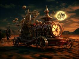 steampunk time machine vehicle, ai generative photo