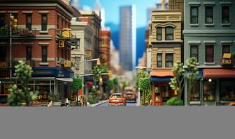 miniature city streets and buildings, ai generative photo