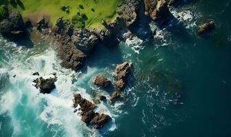 beautiful island view from above, ai generative photo