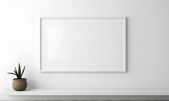 minimalista blanco casa interior con grande, llanura blanco pared marcos, ai generativo foto