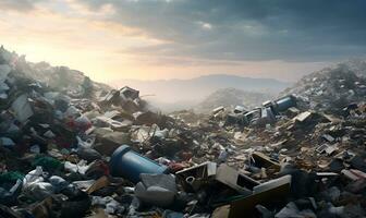 huge trash mountain, generative ai photo