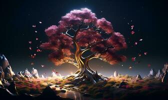 fairy tale fantasy tree, ai generative photo