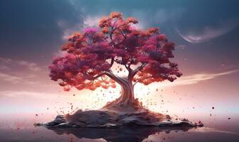 fairy tale fantasy tree, ai generative photo