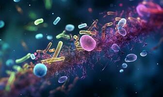 life bacteria cells microorganisms microscopic quantum world, ai generative photo