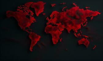 world map in red, ai generative photo