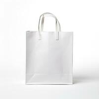 plain white shopping bag on white background, ai generative photo