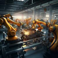 factory worker robot, ai generative photo