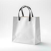 plain white shopping bag on white background, ai generative photo