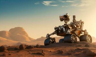 explorador robot en exterior espacio planeta, generativo ai foto