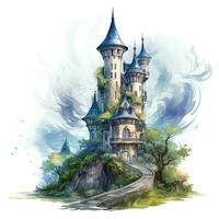 Clean painting of old European castles, AI generative photo