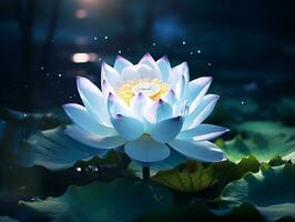 loto flor mágico blanco espacio, ai generativo foto
