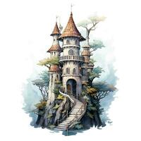 Clean painting of old European castles, AI generative photo
