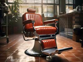 barber shop chair classic retro vintage, ai generative photo