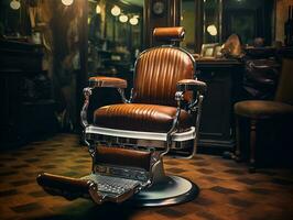 barber shop chair classic retro vintage, ai generative photo