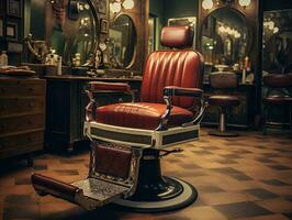 barber shop chair classic retro vintage, ai generative photo