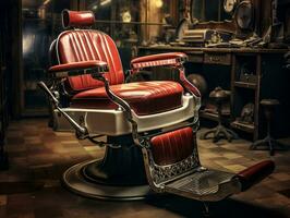 barber shop chair classic retro vintage, ai generative photo