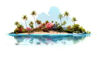 digital art beautiful island resort, ai generative photo