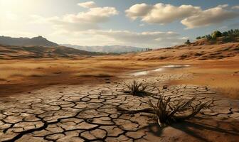 dry cracked arid land, ai generative photo