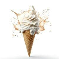 white background vanilla ice cream macro, ai generative photo