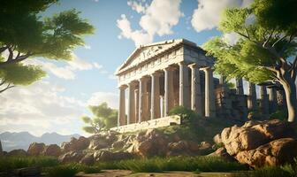 ancient greek architecture buildings art, ai generative photo