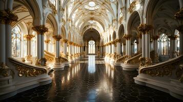 antiguo europeo artístico edificio interior, ai generativo foto