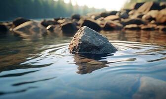 riverside rocks macro, ai generative photo