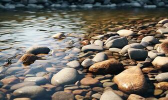 riverside rocks macro, ai generative photo