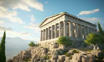 ancient greek architecture buildings art, ai generative photo