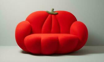 red sofa in the shape of a tomato, ai generative photo