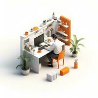 isometric 3d office worker, ai generative photo