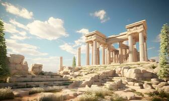 ancient greek architecture buildings art, ai generative photo