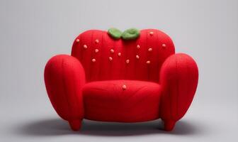 red sofa shaped like a strawberry, ai generative photo