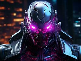 robot cyberpunk villain macro, ai generative photo