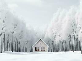 triangular cabin in winter snowy forest, ai generative photo