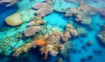claro mar coral arrecife visto desde arriba, ai generativo foto