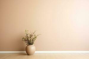 Empty room interior background beige wall AI Generative photo