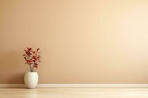 Empty room interior background beige wall AI Generative photo