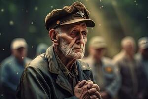 Senior soldiers cry proud in national service honor day ,Generative AI photo