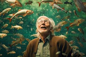 A retired man with a dream of raising fish in the sea photo
