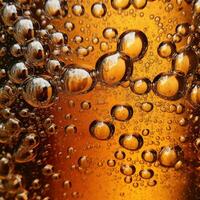 Close up background of beer with bubbles in beer. photo