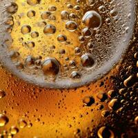 Close up background of beer with bubbles in beer. photo