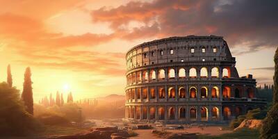 Coliseo a amanecer. Roma - Italia ,generativo ai foto