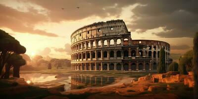 Coliseo a amanecer. Roma - Italia ,generativo ai foto