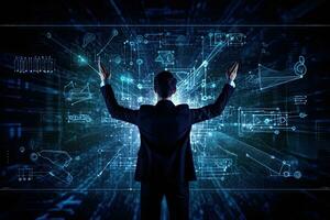 Finacial success concept, on virtual screen. Business, technology, networking concept.Generative AI . photo
