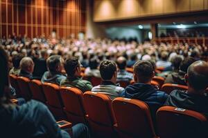 Audience at the conference hall. Entrepreneurship club.  , Generative AI. photo