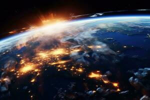 Earth from Space. Best Internet Concept of global business from concepts , Generative AI. photo